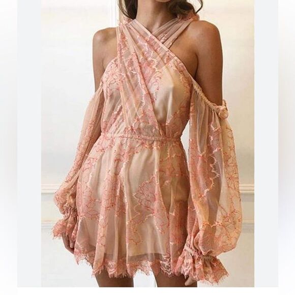 Alice McCall Peach Lace Playsuit - Picture 1 of 6